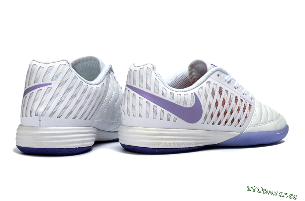 Unisex Nike Lunar Gato 2 IC Indoor & Futsal Low-Tops Football Shoes - White/Lavender Bliss/Soft Lilac 6
