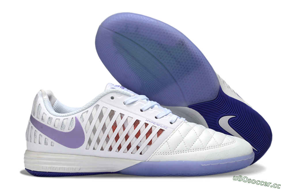 Unisex Nike Lunar Gato 2 IC Indoor & Futsal Low-Tops Football Shoes - White/Lavender Bliss/Soft Lilac 2