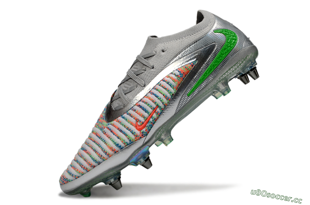 Unisex Nike Phantom 6 Low Elite SG Soft Ground Low-Tops Football Boots - Gray/Electric Green/Orange Burst 5