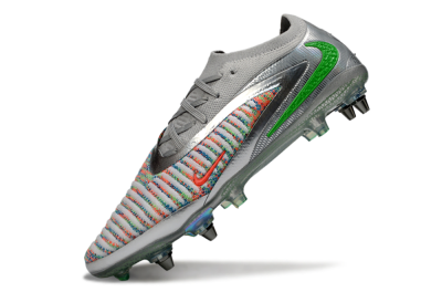 Unisex Nike Phantom 6 Low Elite SG Soft Ground Low-Tops Football Boots - Gray/Electric Green/Orange Burst