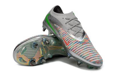 Unisex Nike Phantom 6 Low Elite SG Soft Ground Low-Tops Football Boots - Gray/Electric Green/Orange Burst
