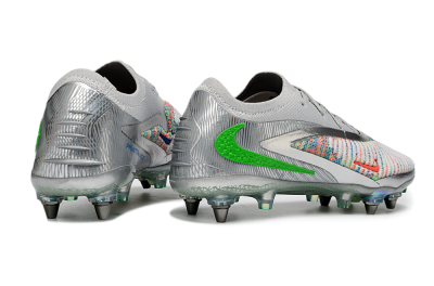 Unisex Nike Phantom 6 Low Elite SG Soft Ground Low-Tops Football Boots - Gray/Electric Green/Orange Burst