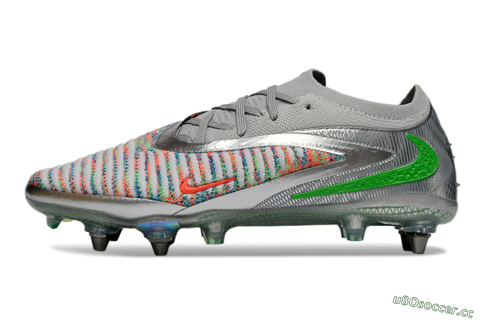 Unisex Nike Phantom 6 Low Elite SG Soft Ground Low-Tops Football Boots - Gray/Electric Green/Orange Burst 0