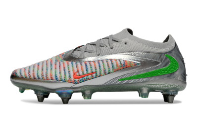 Unisex Nike Phantom 6 Low Elite SG Soft Ground Low-Tops Football Boots - Gray/Electric Green/Orange Burst