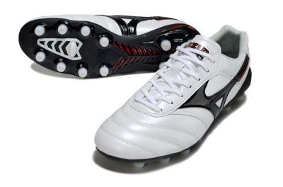 Men's Mizuno Morelia Neo 2 FG Firm Ground Low-Tops Football Boots - White/Crimson Black/Crimson White