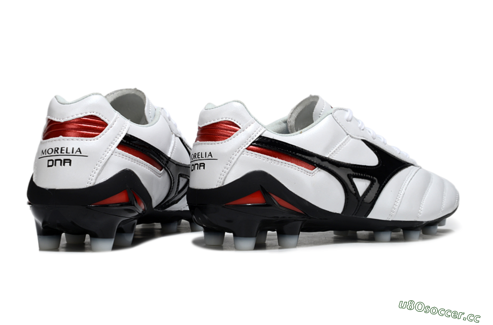Men's Mizuno Morelia Neo 2 FG Firm Ground Low-Tops Football Boots - White/Crimson Black/Crimson White 6