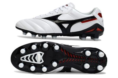 Men's Mizuno Morelia Neo 2 FG Firm Ground Low-Tops Football Boots - White/Crimson Black/Crimson White