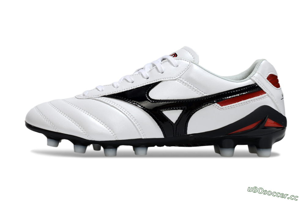 Men's Mizuno Morelia Neo 2 FG Firm Ground Low-Tops Football Boots - White/Crimson Black/Crimson White 0