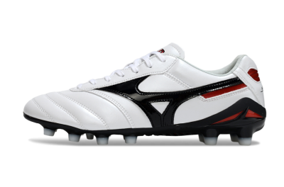 Men's Mizuno Morelia Neo 2 FG Firm Ground Low-Tops Football Boots - White/Crimson Black/Crimson White