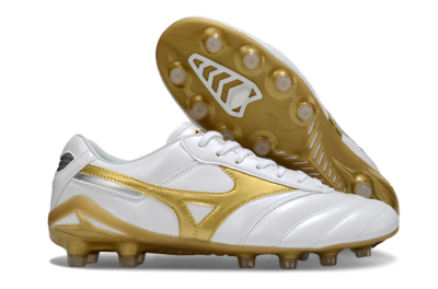 Men's Mizuno Morelia Neo 2 FG Firm Ground Low-Tops Football Boots - White/Golden Pearl/Classic White