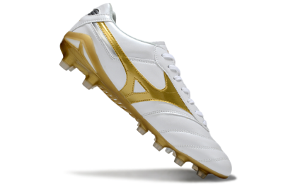 Men's Mizuno Morelia Neo 2 FG Firm Ground Low-Tops Football Boots - White/Golden Pearl/Classic White