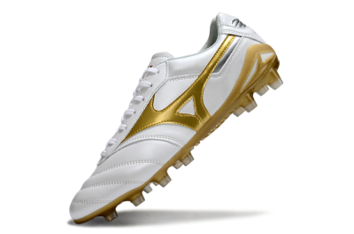 Men's Mizuno Morelia Neo 2 FG Firm Ground Low-Tops Football Boots - White/Golden Pearl/Classic White