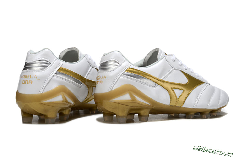 Men's Mizuno Morelia Neo 2 FG Firm Ground Low-Tops Football Boots - White/Golden Pearl/Classic White 6
