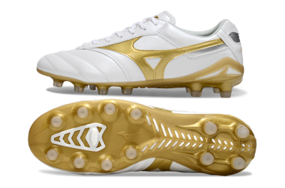 Men's Mizuno Morelia Neo 2 FG Firm Ground Low-Tops Football Boots - White/Golden Pearl/Classic White