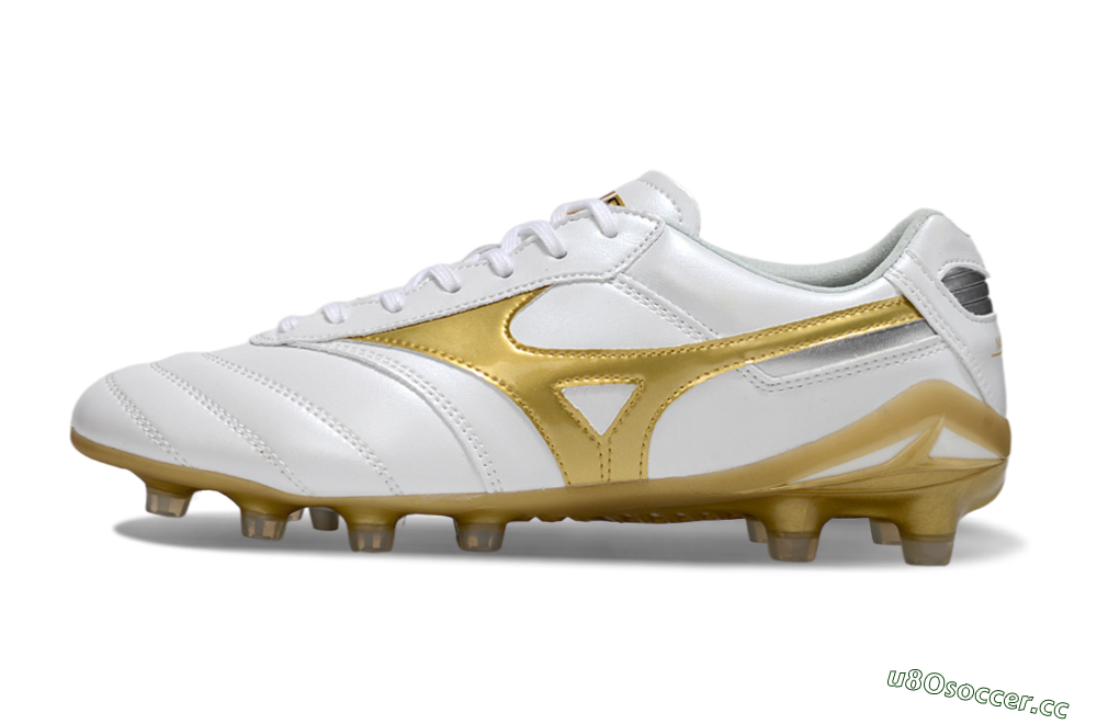 Men's Mizuno Morelia Neo 2 FG Firm Ground Low-Tops Football Boots - White/Golden Pearl/Classic White 0