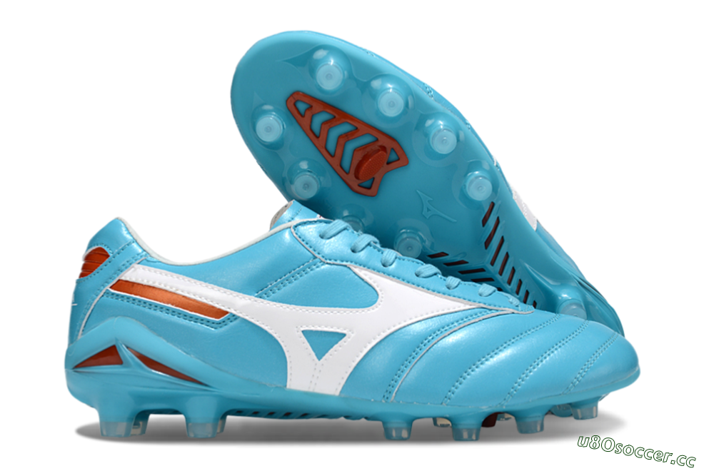 Men's Mizuno Morelia Neo 2 FG Firm Ground Low-Tops Football Boots - Cyan/Bright Cyan/White 2