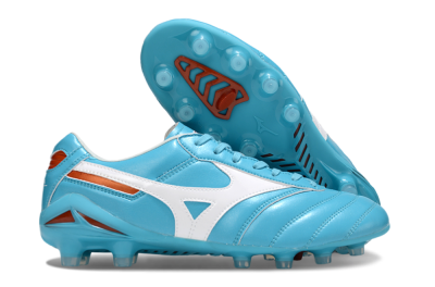 Men's Mizuno Morelia Neo 2 FG Firm Ground Low-Tops Football Boots - Cyan/Bright Cyan/White