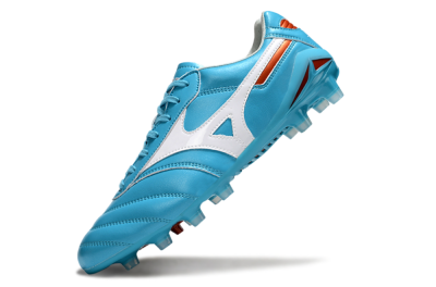 Men's Mizuno Morelia Neo 2 FG Firm Ground Low-Tops Football Boots - Cyan/Bright Cyan/White