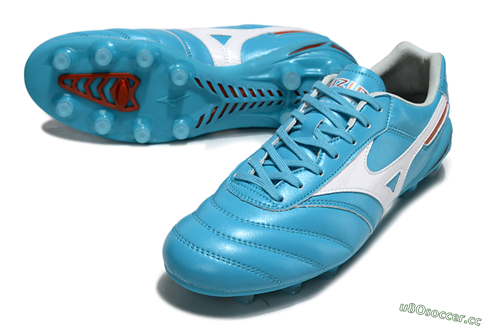 Men's Mizuno Morelia Neo 2 FG Firm Ground Low-Tops Football Boots - Cyan/Bright Cyan/White 3
