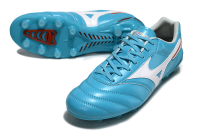 Men's Mizuno Morelia Neo 2 FG Firm Ground Low-Tops Football Boots - Cyan/Bright Cyan/White