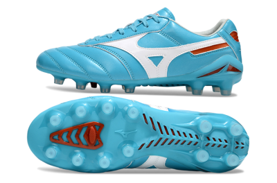 Men's Mizuno Morelia Neo 2 FG Firm Ground Low-Tops Football Boots - Cyan/Bright Cyan/White