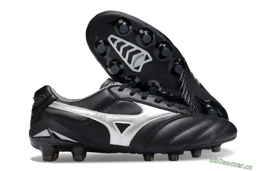 Men's Mizuno Morelia Neo 2 FG Firm Ground Low-Tops Football Boots - Black/Midnight Black/Silver Shine 2