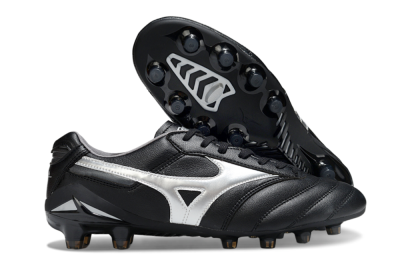 Men's Mizuno Morelia Neo 2 FG Firm Ground Low-Tops Football Boots - Black/Midnight Black/Silver Shine