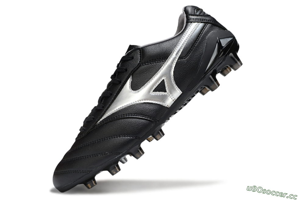 Men's Mizuno Morelia Neo 2 FG Firm Ground Low-Tops Football Boots - Black/Midnight Black/Silver Shine 5