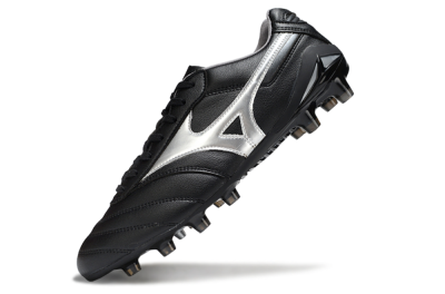 Men's Mizuno Morelia Neo 2 FG Firm Ground Low-Tops Football Boots - Black/Midnight Black/Silver Shine