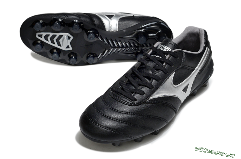 Men's Mizuno Morelia Neo 2 FG Firm Ground Low-Tops Football Boots - Black/Midnight Black/Silver Shine 3