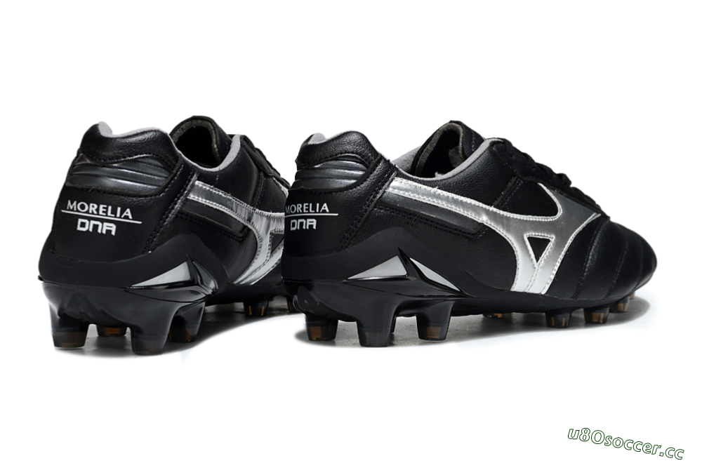 Men's Mizuno Morelia Neo 2 FG Firm Ground Low-Tops Football Boots - Black/Midnight Black/Silver Shine 6
