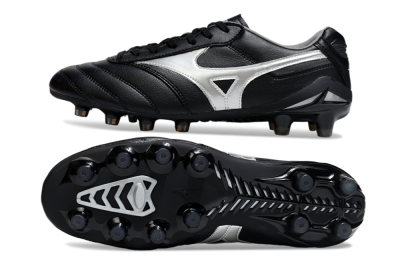 Men's Mizuno Morelia Neo 2 FG Firm Ground Low-Tops Football Boots - Black/Midnight Black/Silver Shine