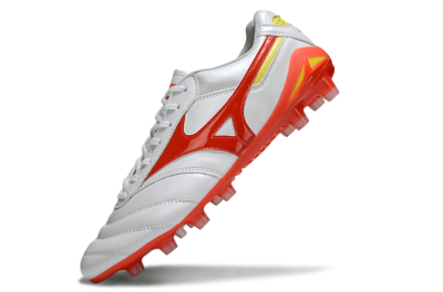 Men's Mizuno Morelia Neo 2 FG Firm Ground Low-Tops Football Boots - White/Fiery Red/Sunshine Yellow