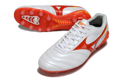 Men's Mizuno Morelia Neo 2 FG Firm Ground Low-Tops Football Boots - White/Fiery Red/Sunshine Yellow
