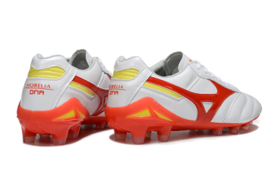 Men's Mizuno Morelia Neo 2 FG Firm Ground Low-Tops Football Boots - White/Fiery Red/Sunshine Yellow
