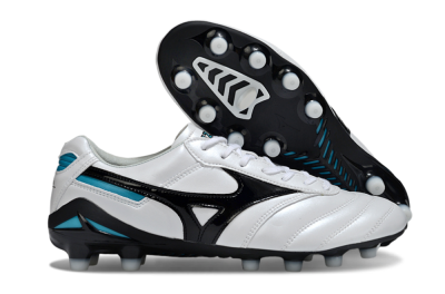 Men's Mizuno Morelia Neo 2 FG Firm Ground Low-Tops Football Boots - White/Midnight Black/Turquoise