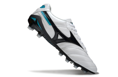 Men's Mizuno Morelia Neo 2 FG Firm Ground Low-Tops Football Boots - White/Midnight Black/Turquoise