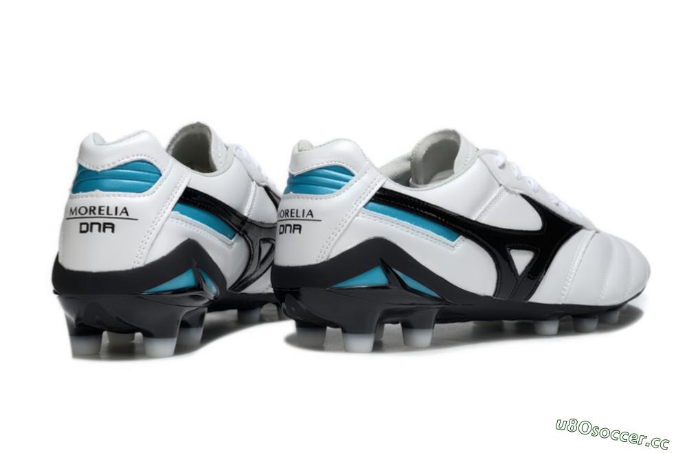 Men's Mizuno Morelia Neo 2 FG Firm Ground Low-Tops Football Boots - White/Midnight Black/Turquoise 6