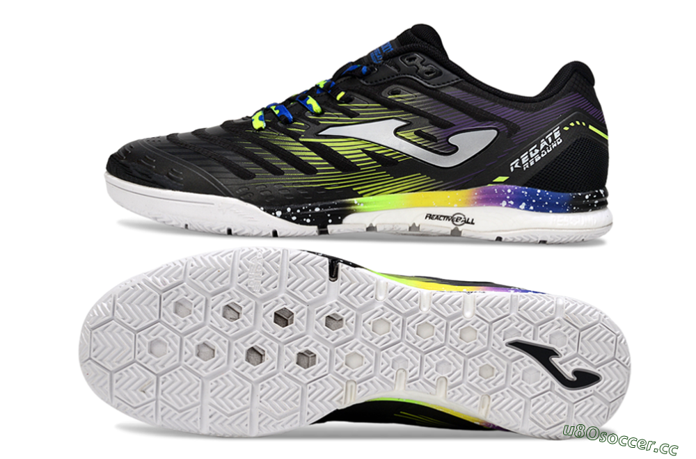 Men's Joma Top Flex IC Indoor & Futsal Low-Tops Football Shoes - Black/Electric Green/Gradient Purple 1