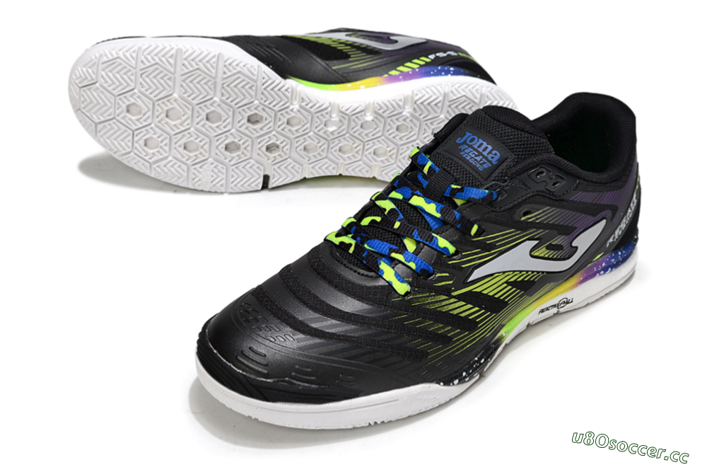 Men's Joma Top Flex IC Indoor & Futsal Low-Tops Football Shoes - Black/Electric Green/Gradient Purple 3