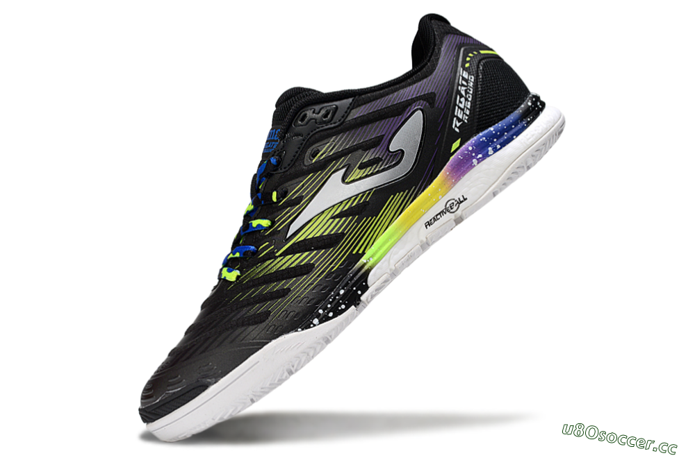 Men's Joma Top Flex IC Indoor & Futsal Low-Tops Football Shoes - Black/Electric Green/Gradient Purple 5