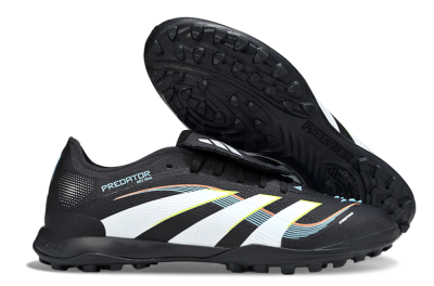 Men's Adidas Predator 25 Elite Fold-Over Tongue TF Artificial Turf Low-Tops Football Shoes - Black/Electric Yellow/White Strike