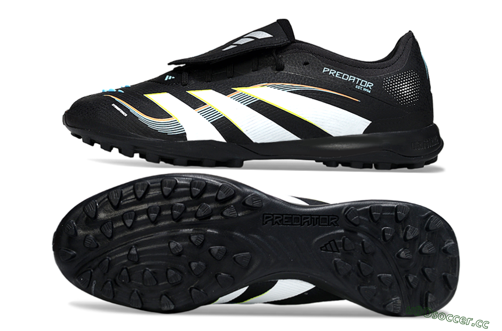 Men's Adidas Predator 25 Elite Fold-Over Tongue TF Artificial Turf Low-Tops Football Shoes - Black/Electric Yellow/White Strike 1