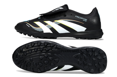 Men's Adidas Predator 25 Elite Fold-Over Tongue TF Artificial Turf Low-Tops Football Shoes - Black/Electric Yellow/White Strike