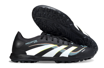 Men's Adidas Predator 25 Elite TF Artificial Turf Low-Tops Football Shoes - Black/Electric Yellow/Frosted Blue