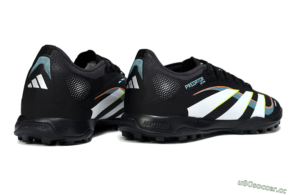 Men's Adidas Predator 25 Elite TF Artificial Turf Low-Tops Football Shoes - Black/Electric Yellow/Frosted Blue 6