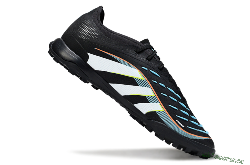Men's Adidas Predator 25 Elite TF Artificial Turf Low-Tops Football Shoes - Black/Electric Yellow/Frosted Blue 4