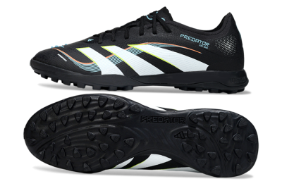 Men's Adidas Predator 25 Elite TF Artificial Turf Low-Tops Football Shoes - Black/Electric Yellow/Frosted Blue
