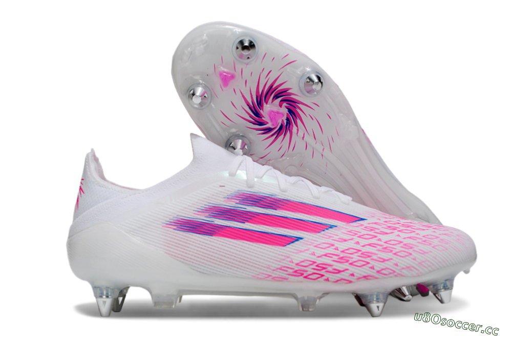 Men's Adidas F50 Elite SG Soft Ground Low-Tops Football Boots - White/Electric Pink/Blue Mirage 2