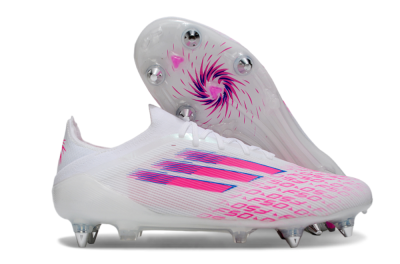 Men's Adidas F50 Elite SG Soft Ground Low-Tops Football Boots - White/Electric Pink/Blue Mirage
